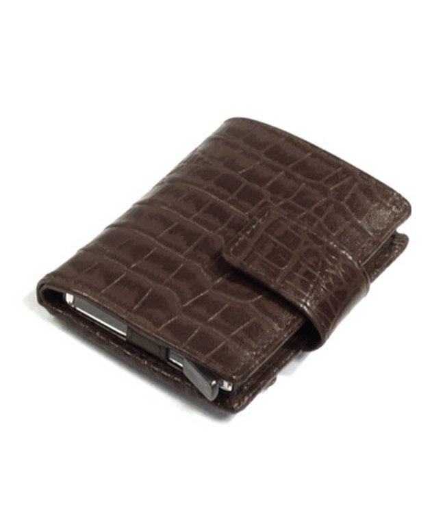 Figuretta Croco RFID Creditcardhouder Leer met Muntgeldvak Bruin