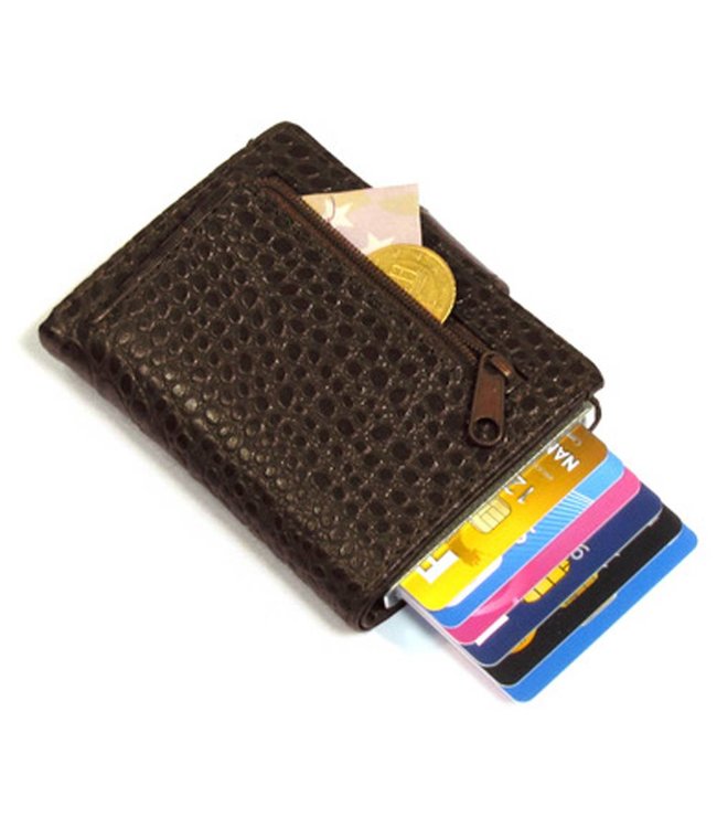 Figuretta Croco RFID Creditcardhouder Leer met Muntgeldvak Bruin