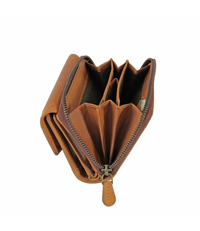 HillBurry VL77703 Dames Rits Portemonnee - Leer - Bruin