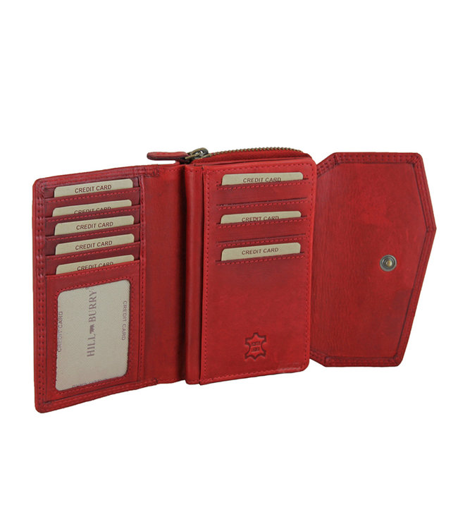 HillBurry VL77703 Dames Rits Portemonnee - Leer - Rood
