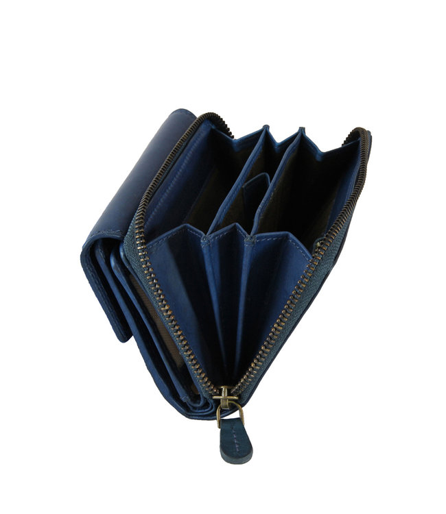 HillBurry VL77703 Dames Rits Portemonnee - Leer - Blauw