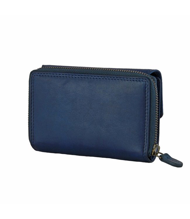 HillBurry VL77703 Dames Rits Portemonnee - Leer - Blauw