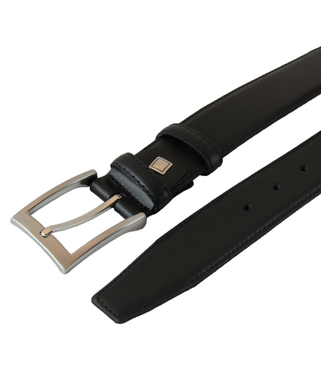 Houtkamp Leren Pantalon Riem  voor Dames en Heren - Kostuum Riem - 3,5 cm breed - Broekriem - Glad Leer - Zwart