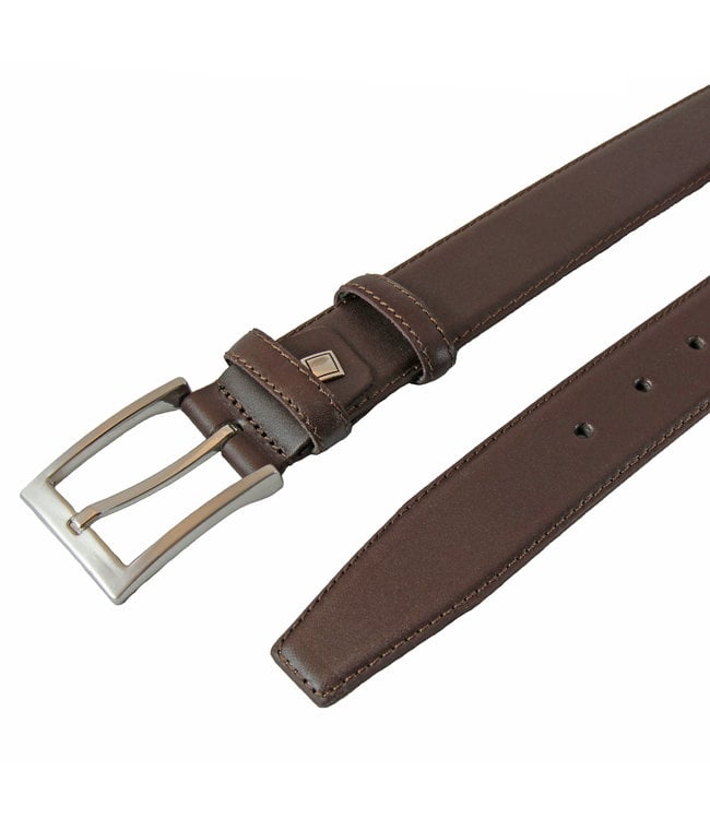 Houtkamp Leren Pantalon Riem  voor Dames en Heren - Kostuum Riem - 3,5 cm breed - Broekriem - Glad Leer - Bruin