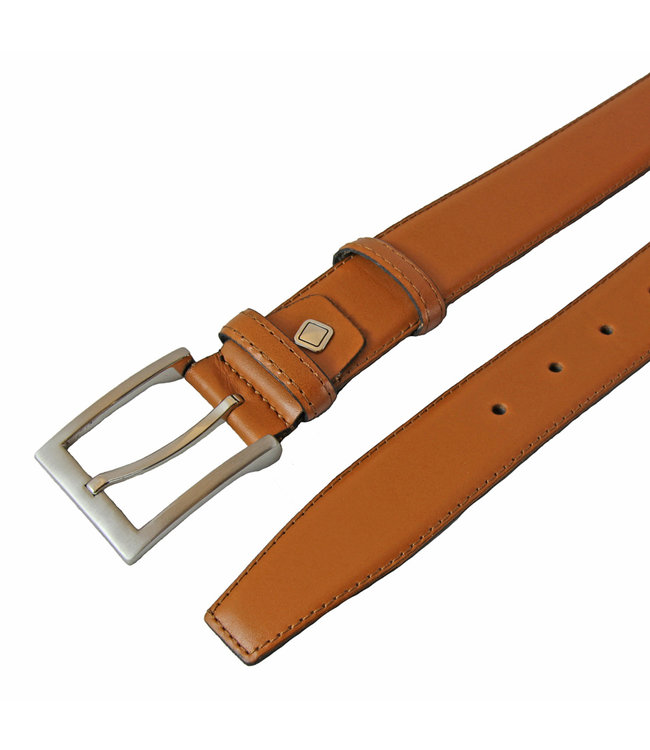 Houtkamp Leren Pantalon Riem  voor Dames en Heren - Kostuum Riem - 3,5 cm breed - Broekriem - Glad Leer - Cognac