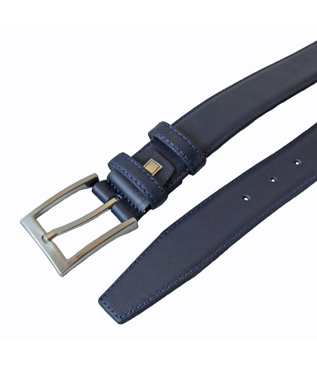 Houtkamp Leren Pantalon Riem  voor Dames en Heren - Kostuum Riem - 3,5 cm breed - Broekriem - Glad Leer - Blauw