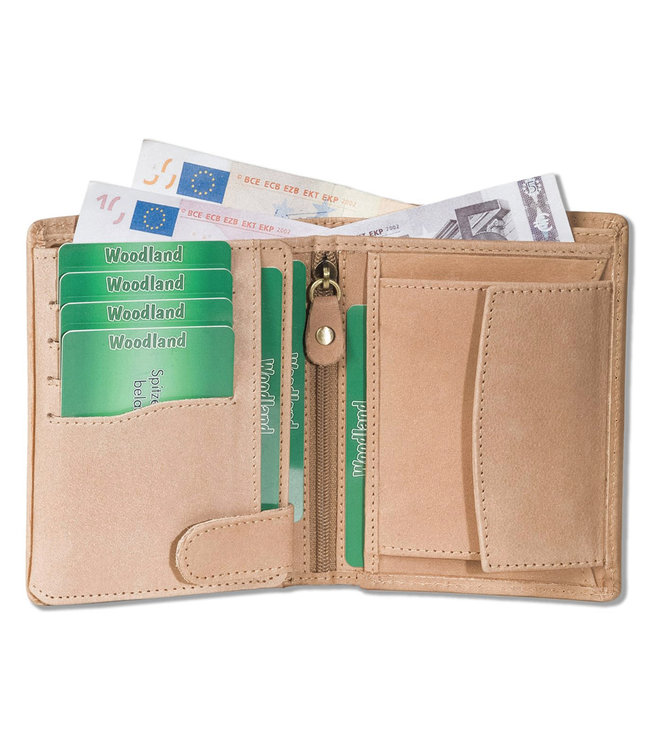 Woodland Billfold Hoog Portemonnee Leer - Heren en Dames - Anti Skim RFID Bescherming - Beige