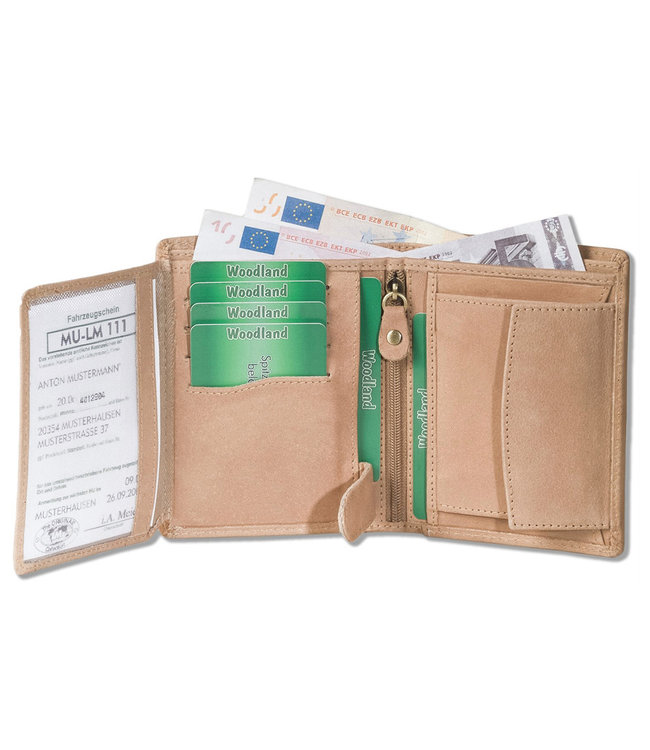 Woodland Billfold Hoog Portemonnee Leer - Heren en Dames - Anti Skim RFID Bescherming - Beige