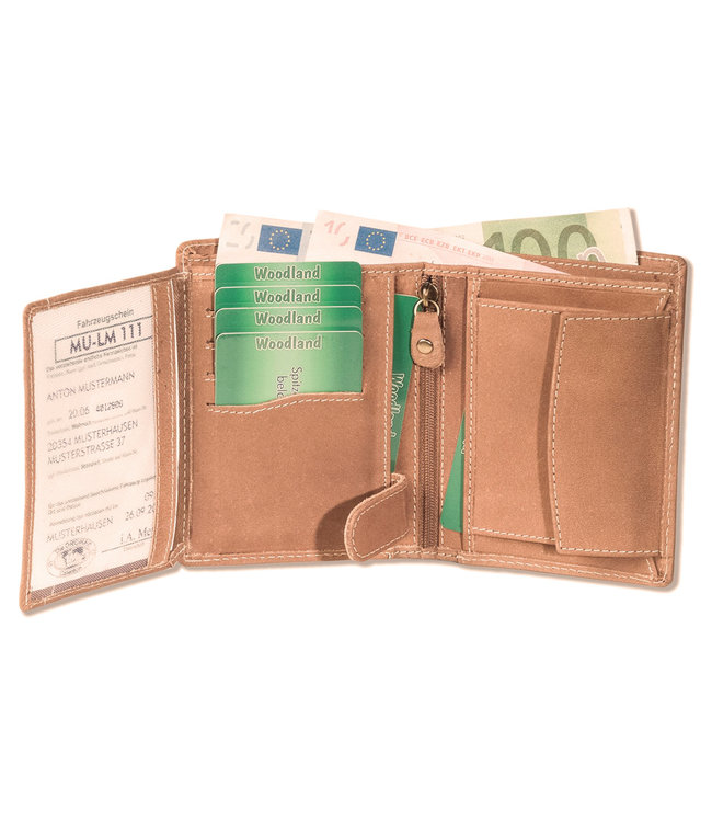Woodland Billfold Hoog Portemonnee Leer - Heren en Dames - Anti Skim RFID Bescherming - Cognac