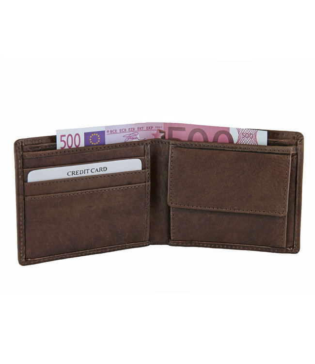 Landley Heren Portemonnee Leer - Plat model - RFID Bescherming  tegen skimmen - Bruin