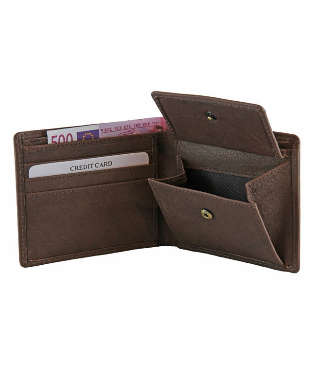 Landley Heren Portemonnee Leer - Plat model - RFID Bescherming  tegen skimmen - Bruin