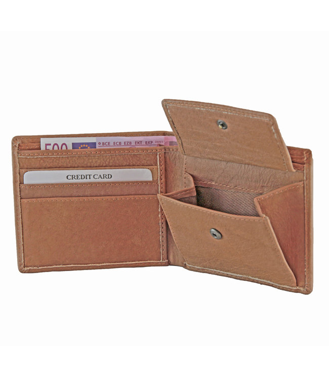 Landley Heren Portemonnee Leer - Plat model - RFID Bescherming  tegen skimmen - Cognac