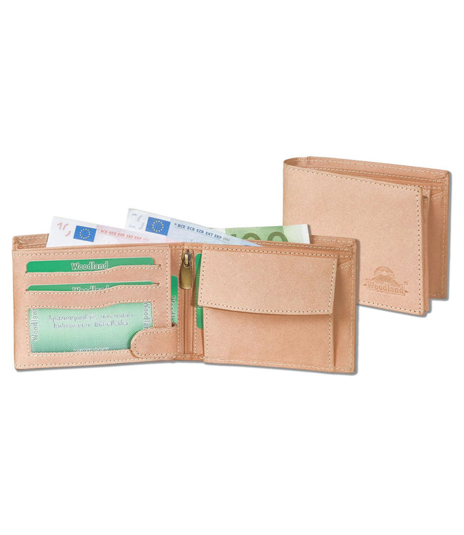 Woodland Heren Portemonnee Billfold met RFID Bescherming Leer Beige