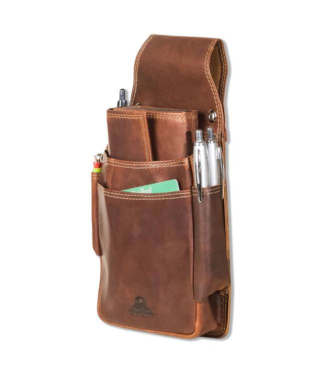 Woodland Horeca portemonnee Kelnerbeurs Holster | Stevig Oil pull-up Leer | Cognac Bruin