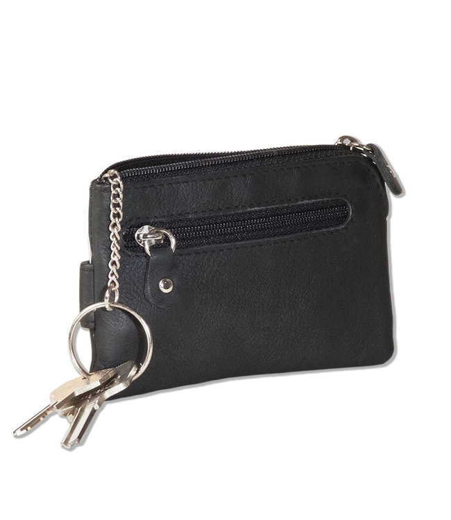 Rinaldo Sleuteltasje met Pasjesvakken uit echt Leer – Zwart