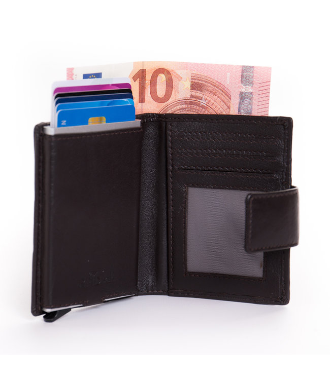 Figuretta Cardprotector Leren Portemonnee met RFID Bescherming Bruin