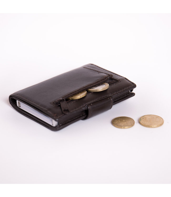 Figuretta Cardprotector Leren Portemonnee met RFID Bescherming Bruin