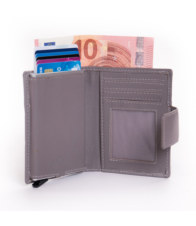 Figuretta Cardprotector Leren Portemonnee met RFID Bescherming Grijs