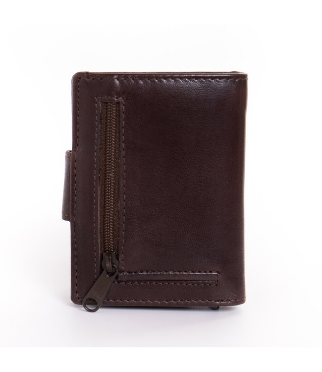 Figuretta Cardprotector met Muntvak RFID | Glanzend Leder | Bruin