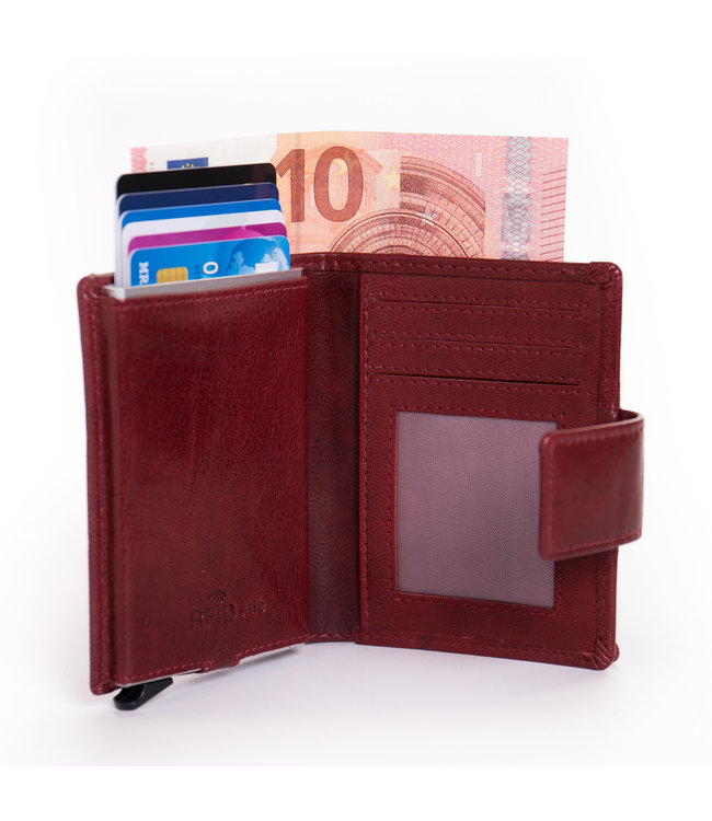Figuretta Cardprotector met Muntvak RFID | Glanzend Leder | Rood