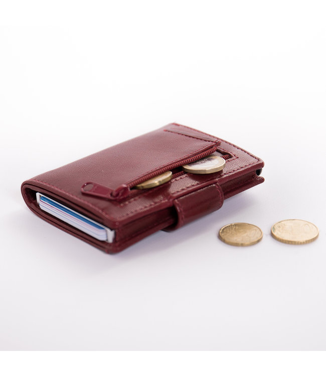 Figuretta Cardprotector met Muntvak RFID | Glanzend Leder | Rood