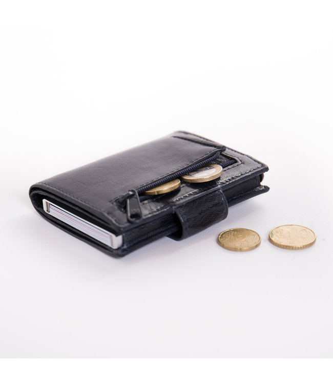 Figuretta Cardprotector met Muntvak RFID | Glanzend Leder | Blauw