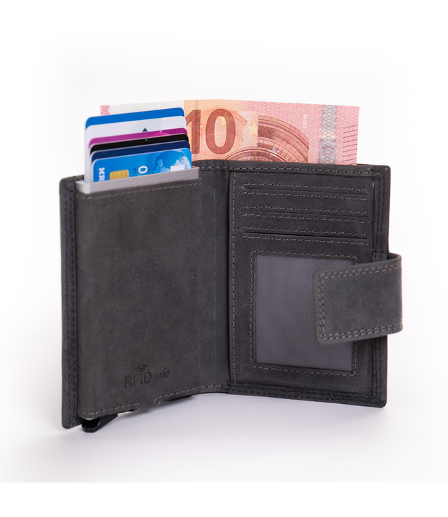 Figuretta Card Protector Hunter Pull-up Leder met rits - Antraciet