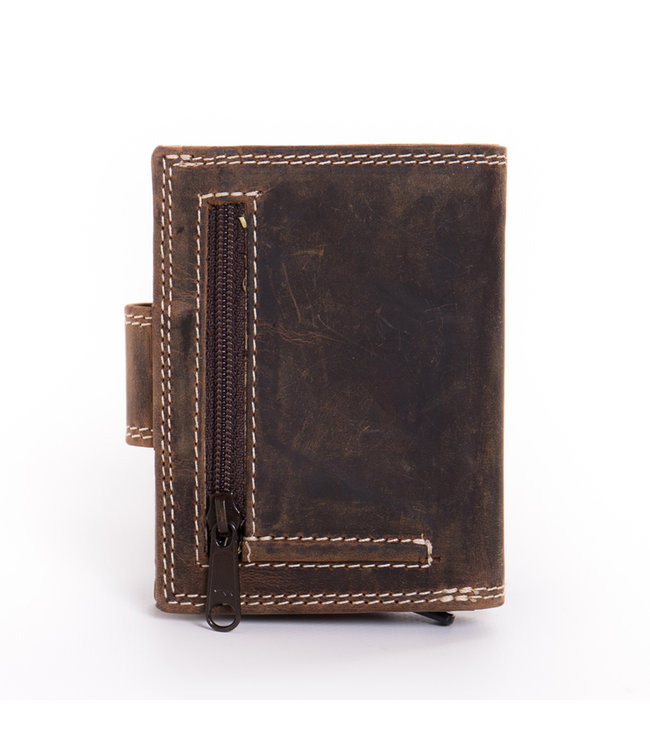 Figuretta Card Protector Hunter Pull-up Leder met rits - Bruin