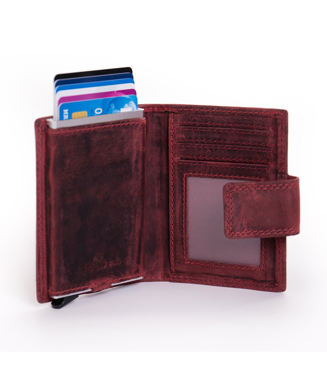 Figuretta Card Protector Hunter Pull-up Leder met rits - Rood
