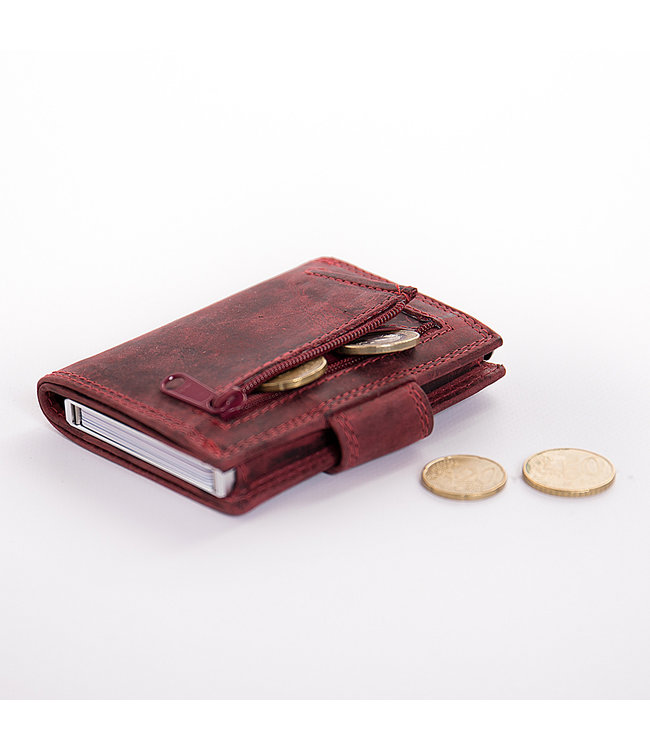 Figuretta Card Protector Hunter Pull-up Leder met rits - Rood
