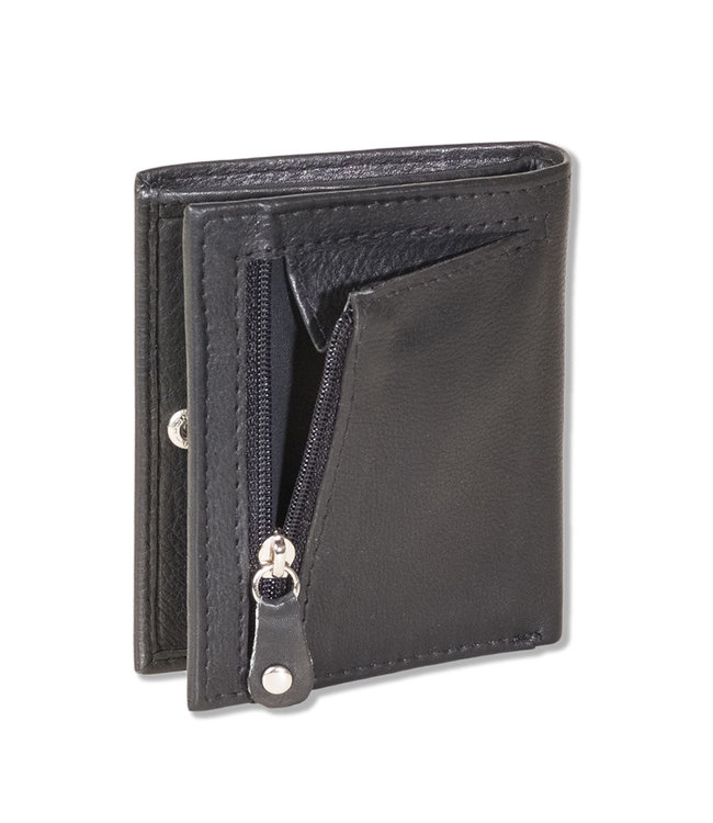 Rimbaldi Kleine Leren Portemonnee met RFID bescherming - Extra Compact - Zwart