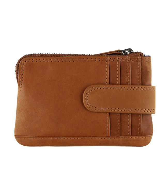 DSTRCT Wax Lane Leren Sleuteltasje Portemonnee - RFID - Bruin