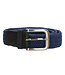 Old West Elastische Riem met echt Leer - Blauw