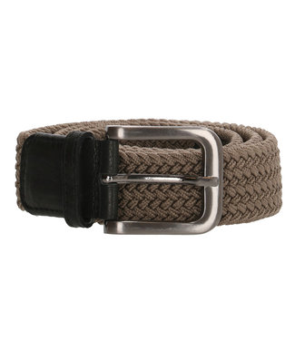 Old West Elastische Riem met echt Leer - Taupe