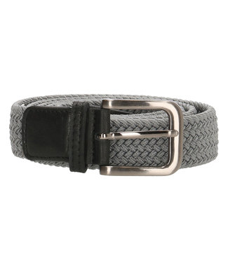 Old West Elastische Riem met echt Leer - Grijs