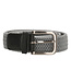 Old West Elastische Riem met echt Leer - Grijs
