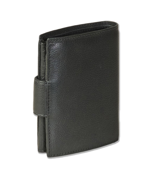 Platino Leren Portemonnee met Clip - Portefeuille voor Dames en Heren - met Drukknoop sluiting - Hoogwaardig nappa leer - Zwart