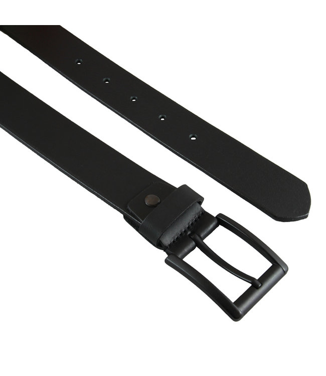 Houtkamp Moderne Heren Jeans Riem - Zwarte Gesp -  Echt Leer - Zwart