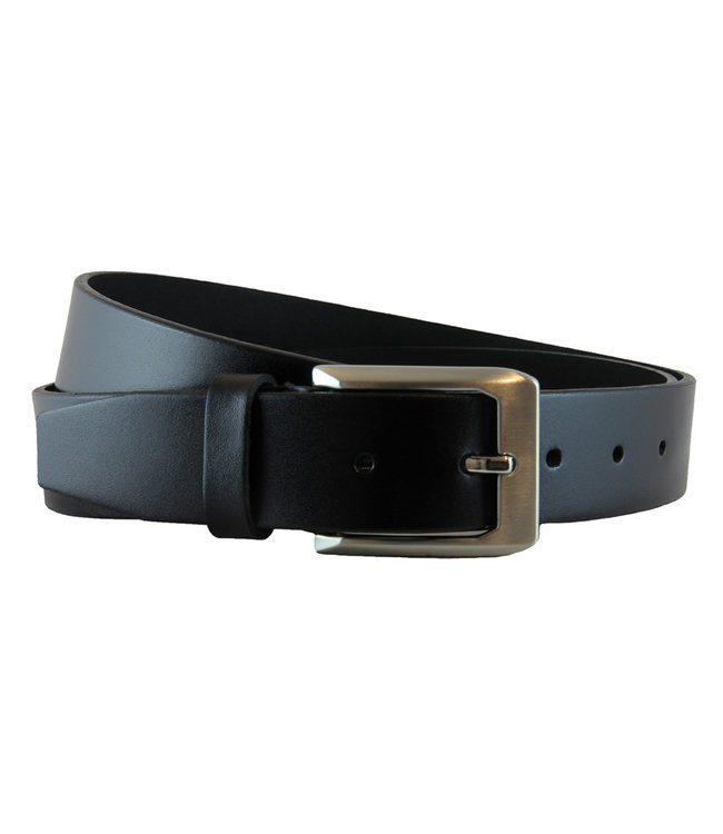 Houtkamp Glad Leren Heren Riem met nette Gesp - Breedte: 34 mm - Zwart