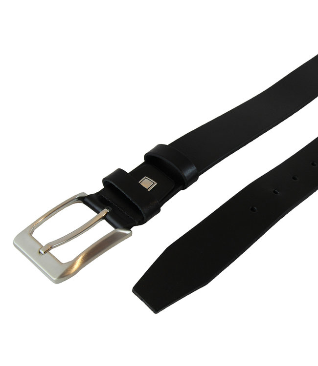 Houtkamp Glad Leren Heren Riem met nette Gesp - Breedte: 34 mm - Zwart