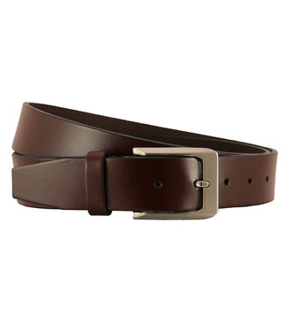 Houtkamp Glad Leren Heren Riem met nette Gesp Bruin