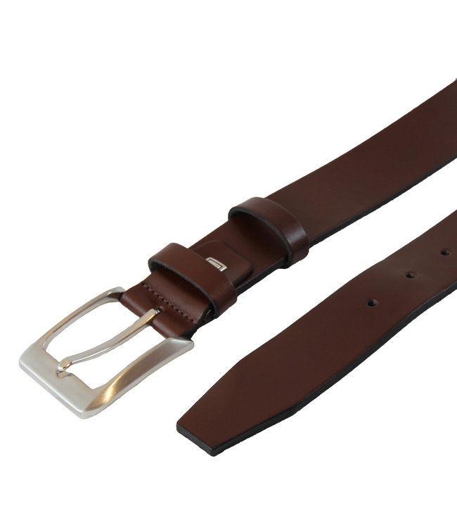 Houtkamp Glad Leren Heren Riem met nette Gesp - Breedte: 34 mm - Bruin