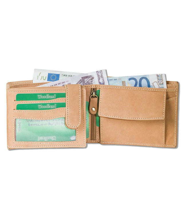 Woodland Heren Portemonnee Leer Billfold - RFID anti skim - Beige