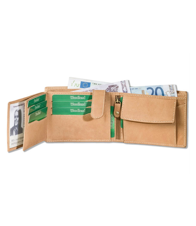 Woodland Heren Portemonnee Leer Billfold - RFID anti skim - Beige