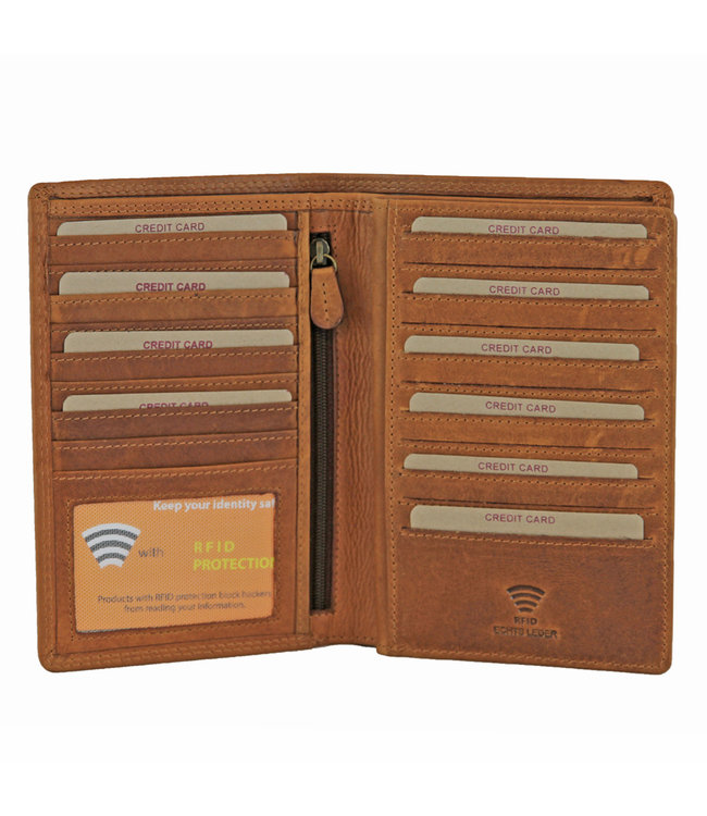 HillBurry V88833 Leren mapje voor Autopapieren Paspoort en Pasjes - RFID - Bruin