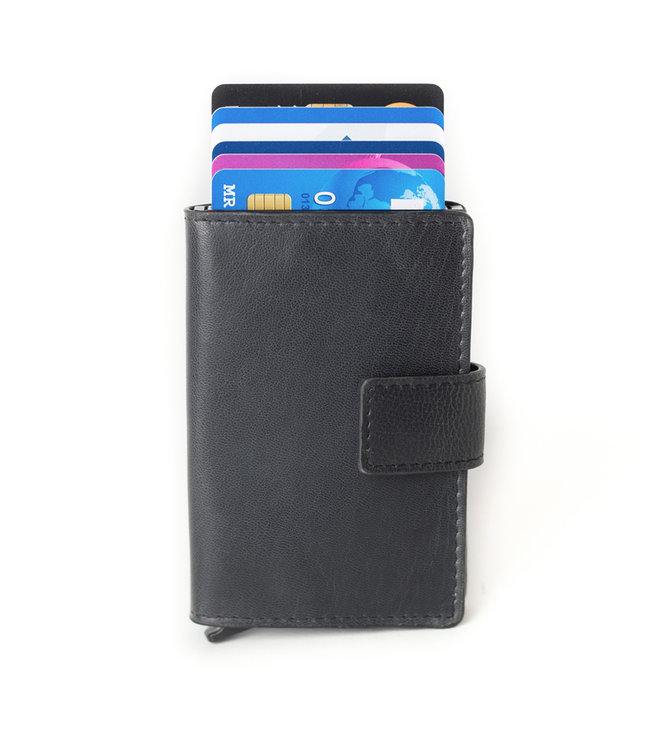 Figuretta Leren Cardprotector RFID Compact Creditcardhouder Zwart