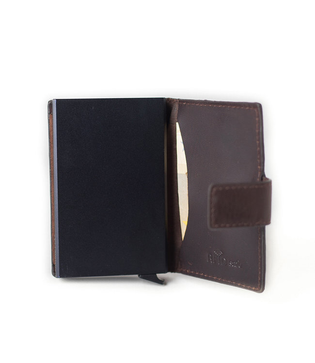 Figuretta Leren Cardprotector RFID Compact Creditcardhouder Bruin