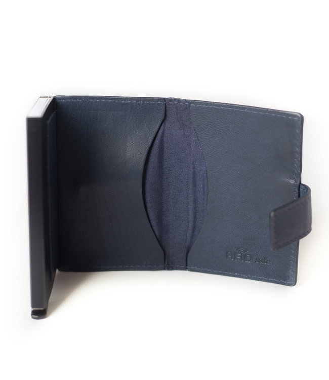 Figuretta Leren Cardprotector RFID Compact Creditcardhouder Blauw