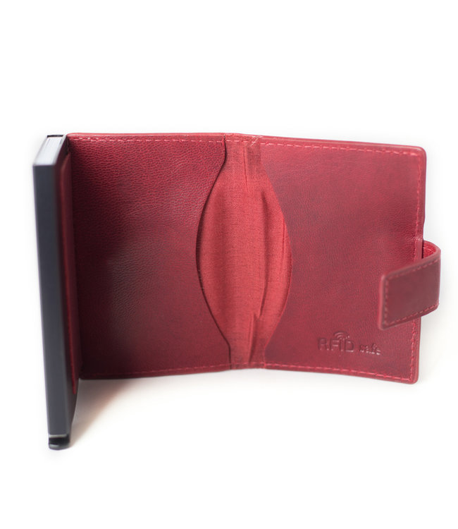 Figuretta Leren Cardprotector RFID Compact Creditcardhouder Rood