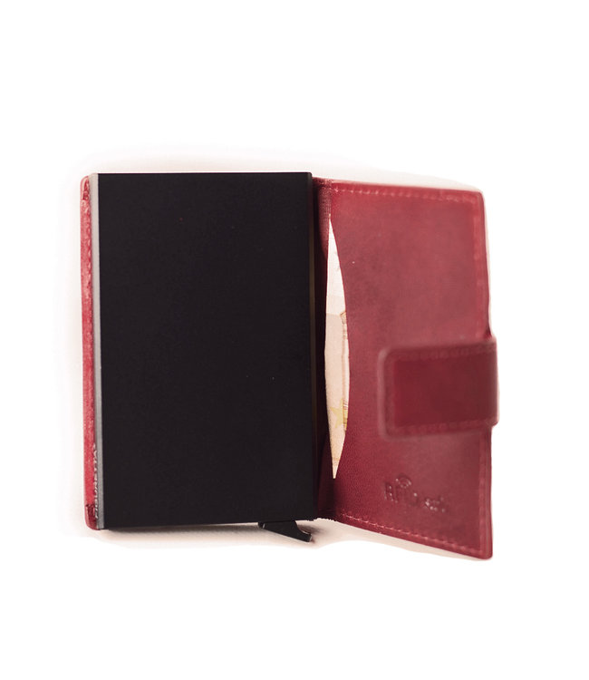 Figuretta Leren Cardprotector RFID Compact Creditcardhouder Rood